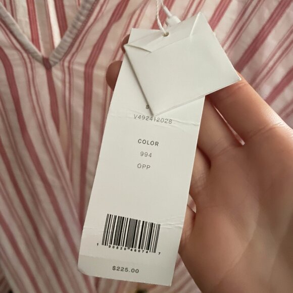 New Vince 100% Cotton Oversized Stripe Blouse Red White Small $225 - Picture 8 of 10